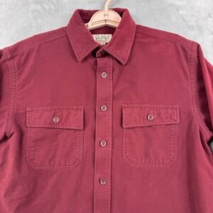 L.L. Bean Chamois Cloth Shirt Men's M Burgundy Traditional Fit Flannel Cotton